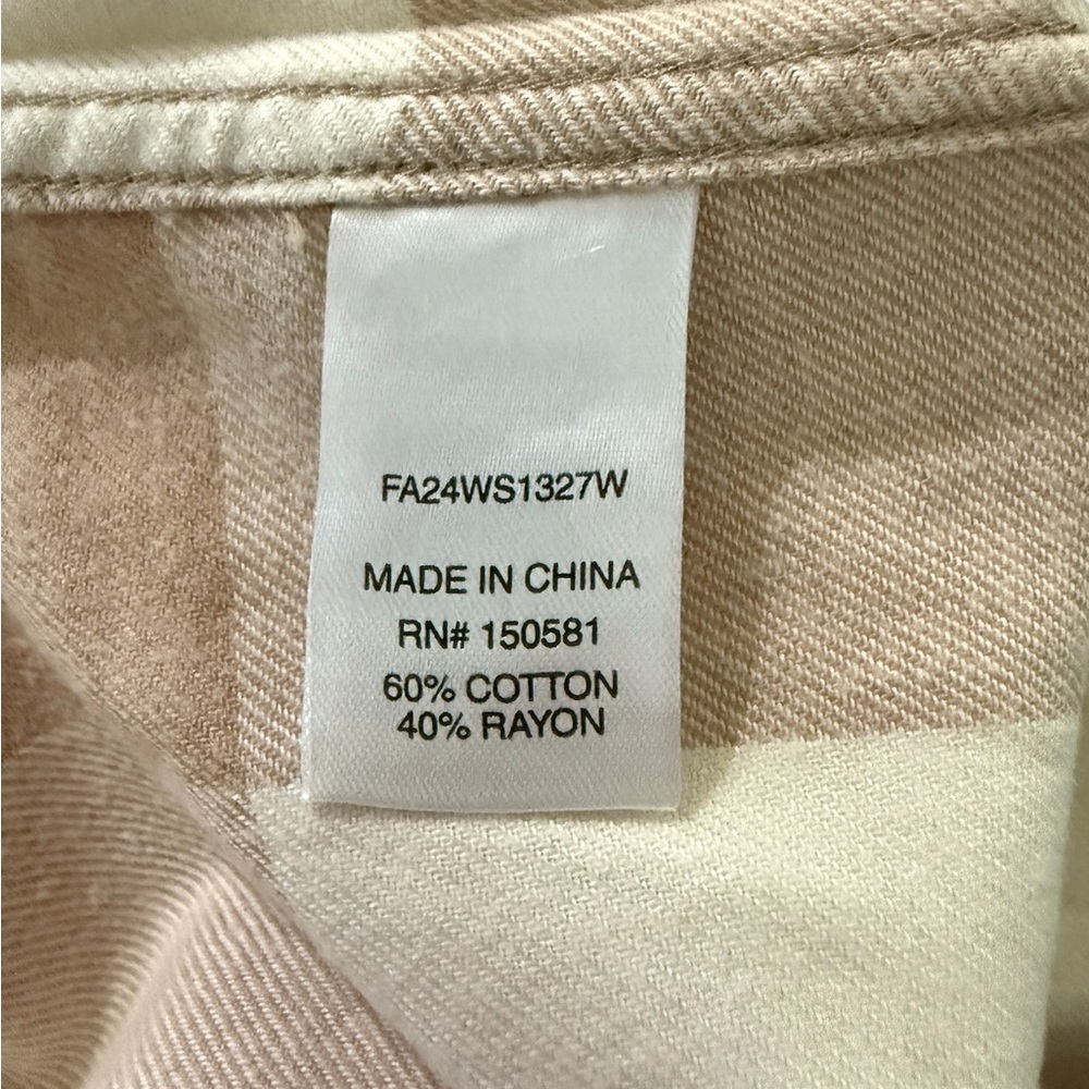 Flag & Anthem Women’s Flannel Snap Shirt · Size Large · Tan & Cream Plaid - Picture 5 of 6